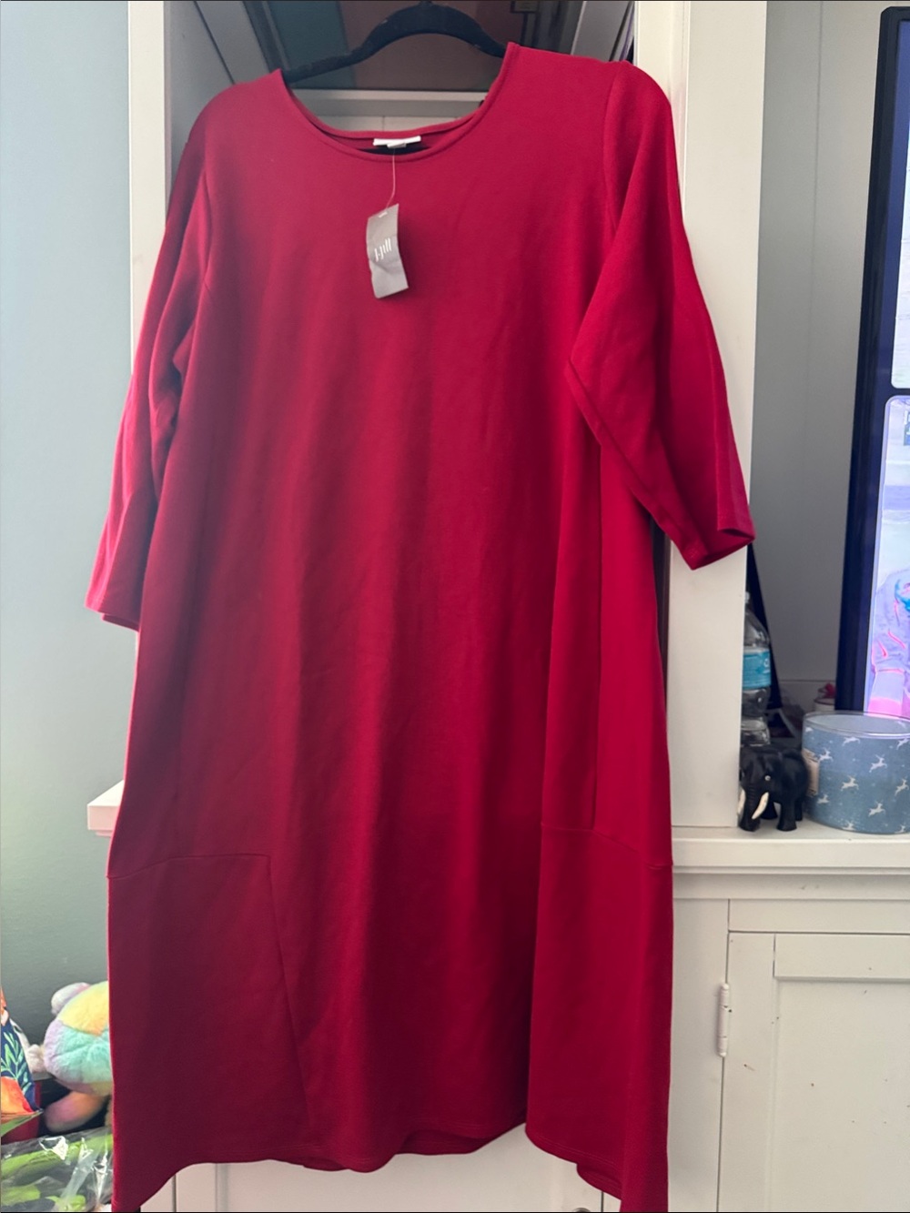 J. Jill Red Midi Shift Dress